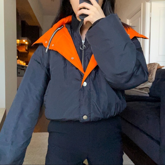 Bomber jacket with big orange collar detail - Picture 2 of 11